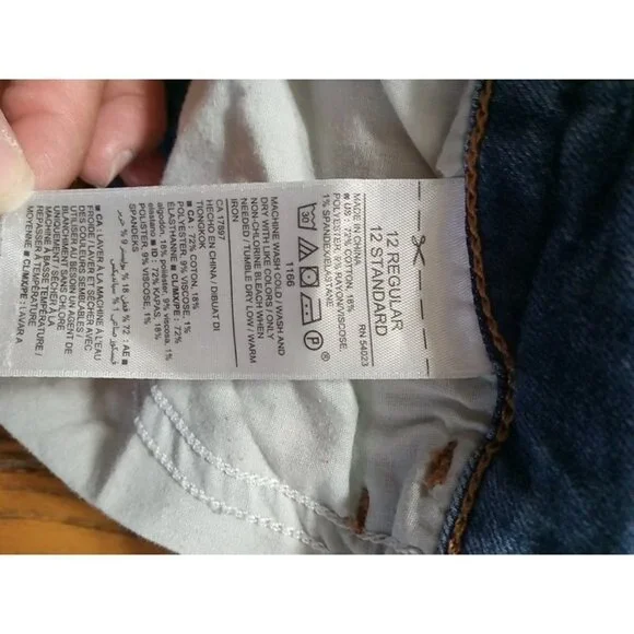 OLD NAVY Jeans Womens 12 BLUE MID RISE ROCKSTAR Preowned Distressed Ripped Hole - Picture 6 of 12